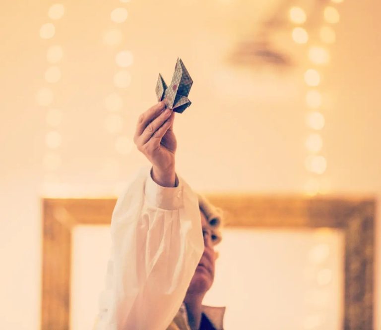 origami bird prop for William Roscoe